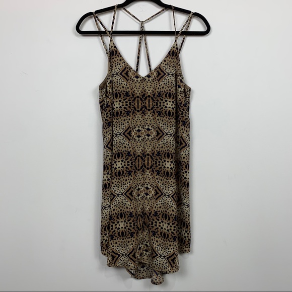 ASTR The Label Strappy Animal Print Dress Tan/Navy - Picture 2 of 5